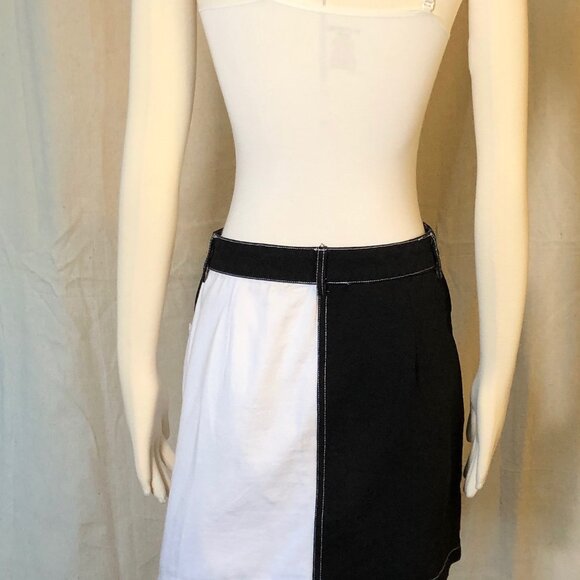 Shein Black White Button Front Denim Skirt L - Picture 5 of 7